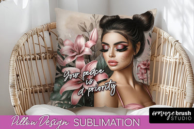 Daily Affirmations Pillow Cover, Floral Pillow Sublimation Sublimation OrangeBrushStudio 