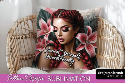 Daily Affirmations Pillow Cover, Floral Pillow Sublimation Sublimation OrangeBrushStudio 