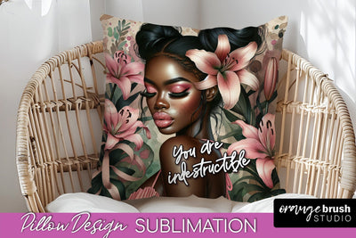 Daily Affirmations Pillow Cover, Floral Pillow Sublimation Sublimation OrangeBrushStudio 
