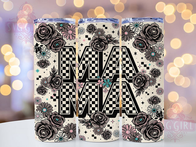 Daily Affirmations Retro Humor 20oz Tumbler, Funny Sarcastic, Retro Checkered, Mama Bloom, Vintage Humor, Skinny Tumbler, Sublimation PNG Sublimation SvggirlplusArt 