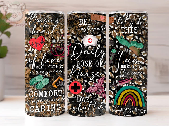 Daily Dose Of Nurse 20oz Tumbler Png, Straight & Tapered Tumbler Png, Nurse Tumbler Png, Digital Download PNG Sublimation Lara' s Designs 
