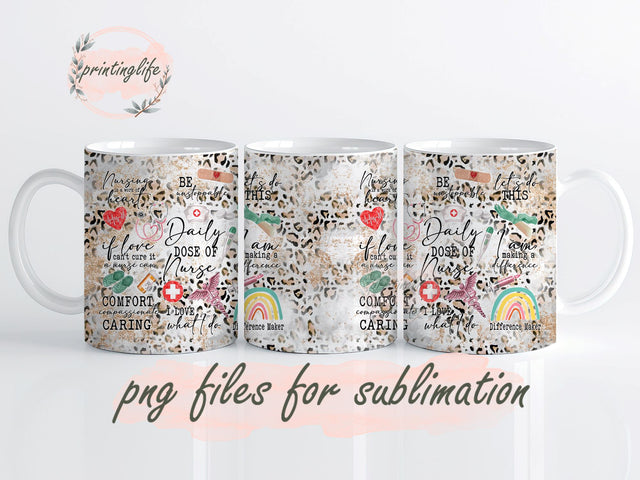 Daily dose of Nurse Mug Wrap Design, Instant Digital Design Download Mug Wrap Design, Mug Design PNG Sublimation PrintingLife 