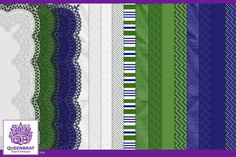 Dainty Baubles Papers Digital Pattern QueenBrat Digital Designs 