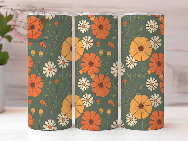 Dainty Boho Wildflower Tumbler, Boho Design, Delicate Flowers, Wildflower Pattern, Feminine Gift Wrap, Bohemian Tumbler, Nature Art Design Sublimation Lara' s Designs 