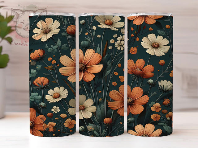 Dainty Boho Wildflower Tumbler, Boho Design, Delicate Flowers, Wildflower Pattern, Feminine Gift Wrap, Bohemian Tumbler, Nature Art Design Sublimation Lara' s Designs 