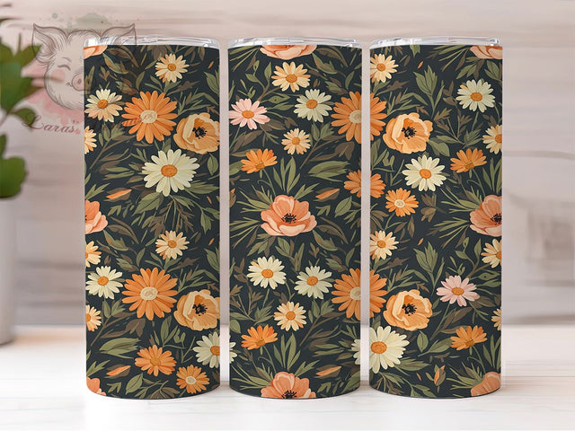Dainty Boho Wildflower Tumbler, Boho Design, Delicate Flowers, Wildflower Pattern, Feminine Gift Wrap, Bohemian Tumbler, Nature Art Design Sublimation Lara' s Designs 