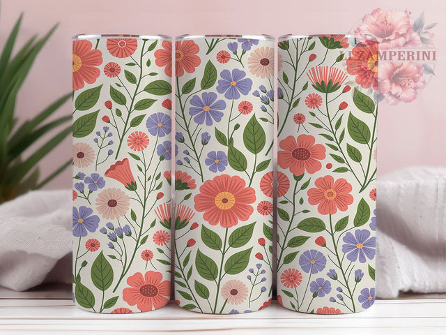 Dainty Boho Wildflower Tumbler, Dainty Floral Pattern, Soft Boho Flowers, 20Oz Sublimation Wrap, Delicate Floral Art, Wildflower Texture, Tumbler Sublimation Sublimation Li Zamperini 