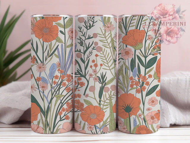 Dainty Boho Wildflower Tumbler, Dainty Floral Pattern, Soft Boho Flowers, 20Oz Sublimation Wrap, Delicate Floral Art, Wildflower Texture, Tumbler Sublimation Sublimation Li Zamperini 
