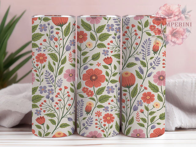 Dainty Boho Wildflower Tumbler, Dainty Floral Pattern, Soft Boho Flowers, 20Oz Sublimation Wrap, Delicate Floral Art, Wildflower Texture, Tumbler Sublimation Sublimation Li Zamperini 