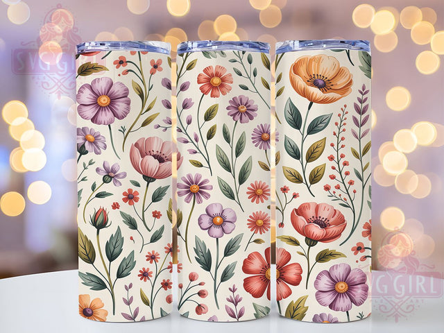 Dainty Pastel Wildflower Tumbler, Delicate Floral Pattern, Soft Wildflower Design, 20Oz Sublimation Wrap, Pastel Floral Art, Wildflower Texture, Tumbler Sublimation Sublimation SvggirlplusArt 