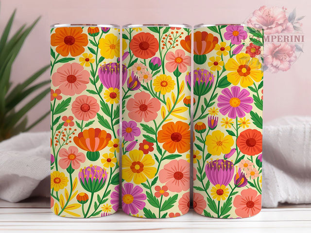Dainty Wildflower Floral Tumbler, Seamless Floral Wrap, Soft Botanical Pattern, Sublimation Cup, 20oz Skinny Tumbler, Delicate Flower Drinkware, Wildflower Aesthetic Style Sublimation Li Zamperini 
