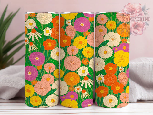 Dainty Wildflower Floral Tumbler, Seamless Floral Wrap, Soft Botanical Pattern, Sublimation Cup, 20oz Skinny Tumbler, Delicate Flower Drinkware, Wildflower Aesthetic Style Sublimation Li Zamperini 