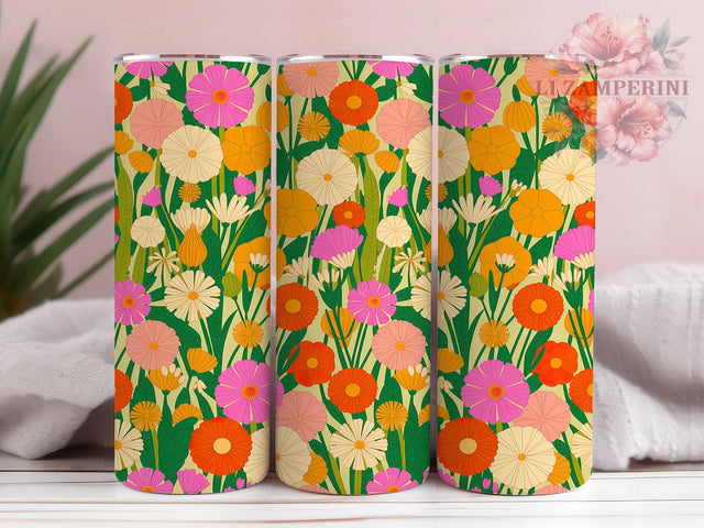 Dainty Wildflower Floral Tumbler, Seamless Floral Wrap, Soft Botanical Pattern, Sublimation Cup, 20oz Skinny Tumbler, Delicate Flower Drinkware, Wildflower Aesthetic Style Sublimation Li Zamperini 
