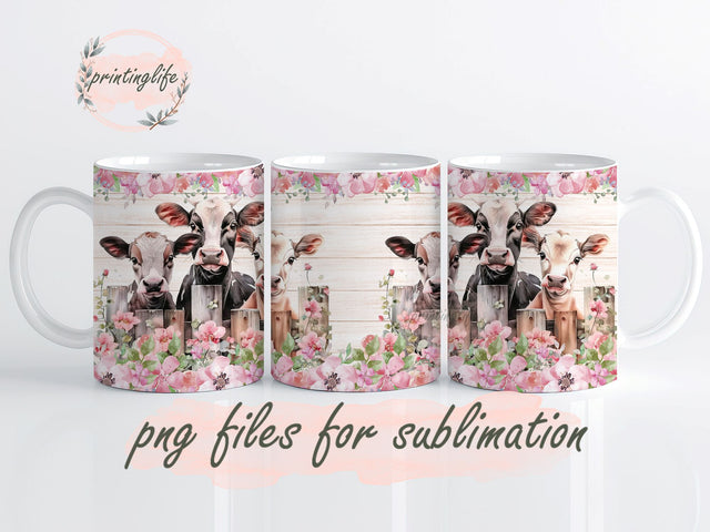 Dairy Cow Digital Design Download Mug Wrap Design, Mug Design PNG Sublimation PrintingLife 