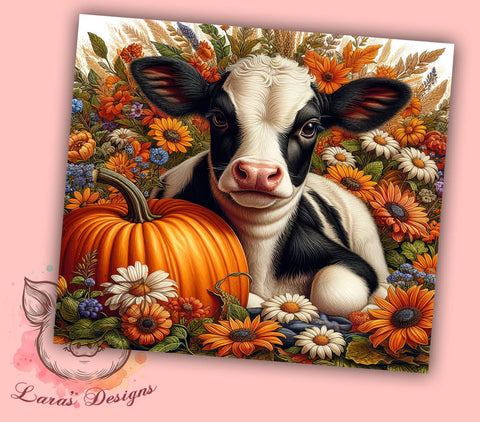 Dairy Cow Fall 20 oz Skinny Tumbler Sublimation Design, Straight & Tapered Tumbler Png, Baby Cow Country Tumbler Png, Digital Download PNG Sublimation Lara' s Designs 