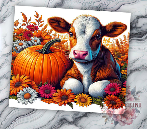 Dairy Cow Fall 20oz Tumbler Wrap PNG, Baby Cow Country Tumbler PNG Sublimation Design, Straight & Tapered Tumbler Wrap, Instant Digital Download Sublimation Li Zamperini 