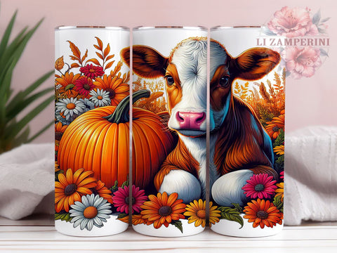 Dairy Cow Fall 20oz Tumbler Wrap PNG, Baby Cow Country Tumbler PNG Sublimation Design, Straight & Tapered Tumbler Wrap, Instant Digital Download Sublimation Li Zamperini 