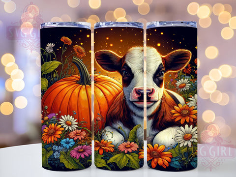 Dairy Cow Fall 20oz Tumbler Wrap Sublimation Design, Straight Tapered Tumbler Wrap, Baby Cow Country Tumbler Png, Instant Digital Download Sublimation SvggirlplusArt 