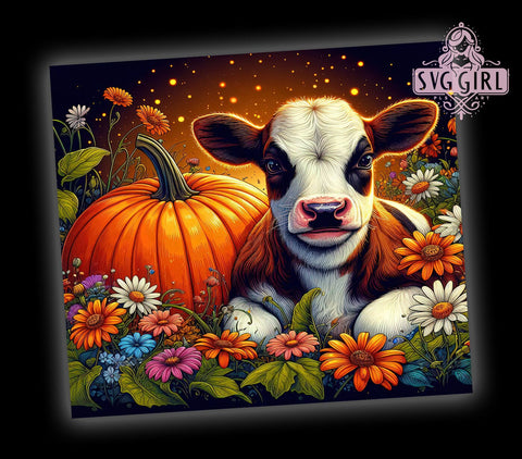 Dairy Cow Fall 20oz Tumbler Wrap Sublimation Design, Straight Tapered Tumbler Wrap, Baby Cow Country Tumbler Png, Instant Digital Download Sublimation SvggirlplusArt 