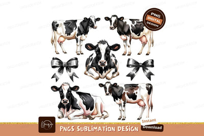 Dairy Cow Watercolor Clipart Sublimation Png Sublimation Designangry 