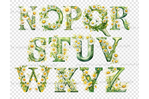Daisies Alphabet Clipart | Floral Letters SVG GlamArtZhanna 