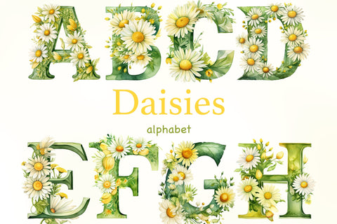 Daisies Alphabet Clipart | Floral Letters SVG GlamArtZhanna 