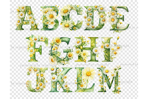 Daisies Alphabet Clipart | Floral Letters SVG GlamArtZhanna 