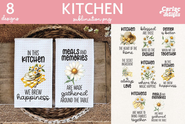Daisies Kitchen Towel Sublimation Bundle Sublimation Carla C Designs 