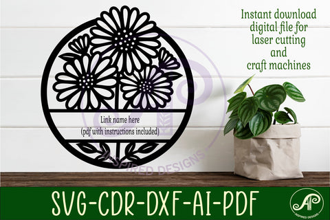 Daisies name sign design for laser cutting SVG APInspireddesigns 