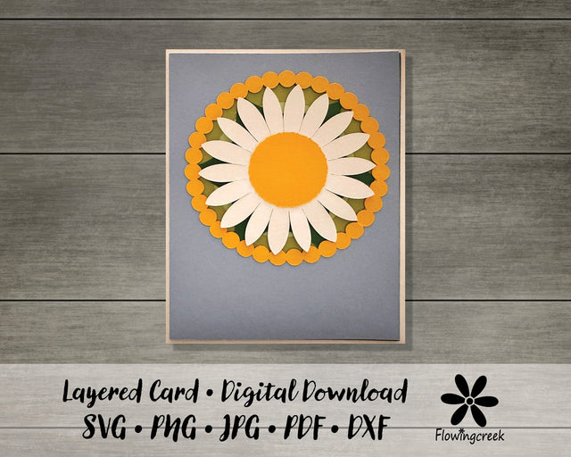 Daisy 3D Layered Greeting Card SVG Cut File Easy DIY for All Occasions, Birthday, Thank You or Note Card 3D Paper Flowingcreek 