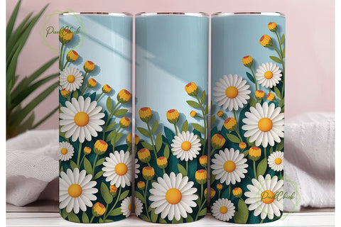Daisy Bloom 20oz Tumbler Wrap Sublimation PixelChick 