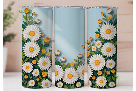 Daisy Bloom 20oz Tumbler Wrap Sublimation PixelChick 