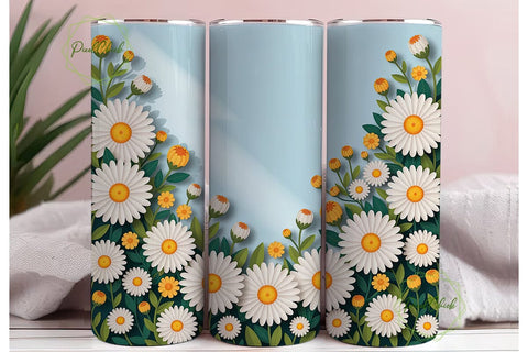 Daisy Bloom 20oz Tumbler Wrap Sublimation PixelChick 