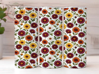 Daisy Botanical 20oz Tumbler, Daisy botanical design, Floral tumbler wrap, 20oz skinny tumbler, Daisy print design, Sublimation tumbler wrap, Botanical daisy pattern, Wildflower daisy design Sublimation Lara' s Designs 