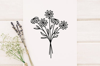 Daisy Bouquet Line Art SVG RFCreative 