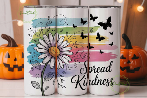 Daisy Butterfly Kindness 20oz Tumbler Sublimation PixelChick 