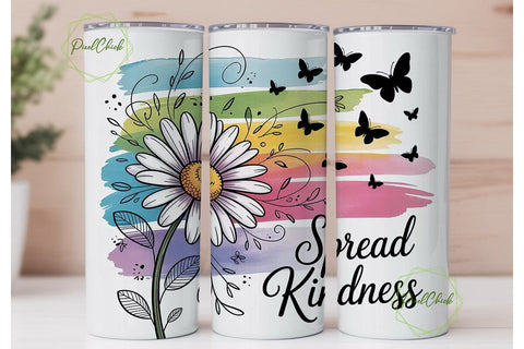 Daisy Butterfly Kindness 20oz Tumbler Sublimation PixelChick 