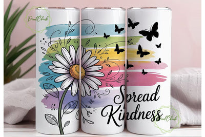 Daisy Butterfly Kindness 20oz Tumbler Sublimation PixelChick 