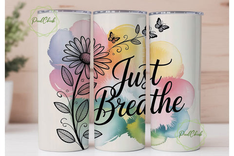 Daisy Butterfly Watercolor 20oz Tumbler Sublimation PixelChick 