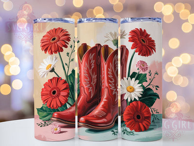 Daisy Cowgirl Boots Tumbler, Daisy Tumbler Design, Western 20oz Wrap, Sublimation Design, Rustic Gift Idea, Stylish Boots Wrap, Country Daisy Tumbler Sublimation SvggirlplusArt 