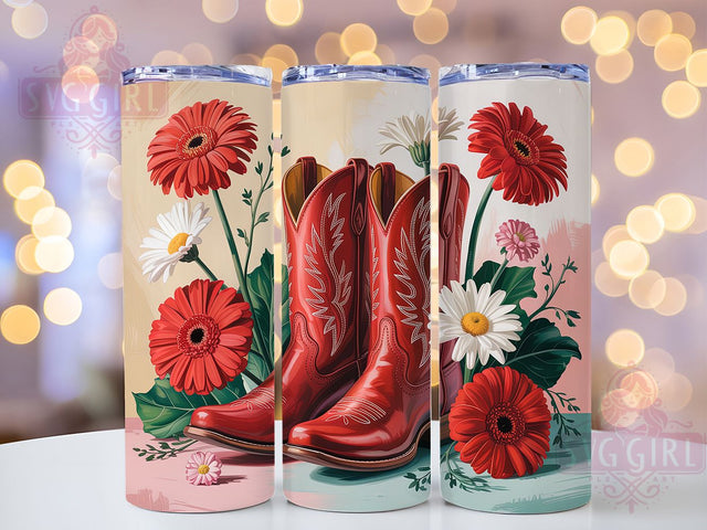 Daisy Cowgirl Boots Tumbler, Daisy Tumbler Design, Western 20oz Wrap, Sublimation Design, Rustic Gift Idea, Stylish Boots Wrap, Country Daisy Tumbler Sublimation SvggirlplusArt 