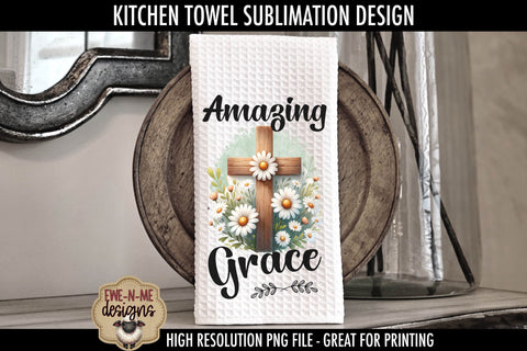 Daisy Cross Kitchen Towel Sublimation Designs Sublimation Ewe-N-Me Designs 