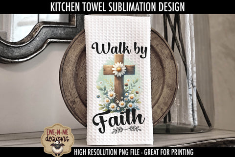 Daisy Cross Kitchen Towel Sublimation Designs Sublimation Ewe-N-Me Designs 
