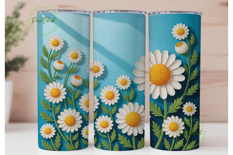 Daisy Floral Bliss 20oz Tumbler Wrap Sublimation PixelChick 