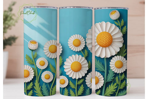 Daisy Floral Bliss 20oz Tumbler Wrap Sublimation PixelChick 