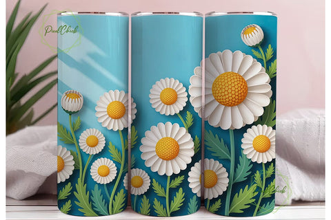 Daisy Floral Bliss 20oz Tumbler Wrap Sublimation PixelChick 