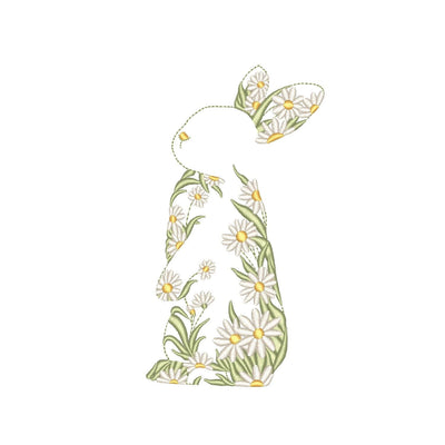 Daisy Floral Bunny Silhouette Machine Embroidery Design, 5 sizes, Instant Download Embroidery/Applique DESIGNS Nino Nadaraia 