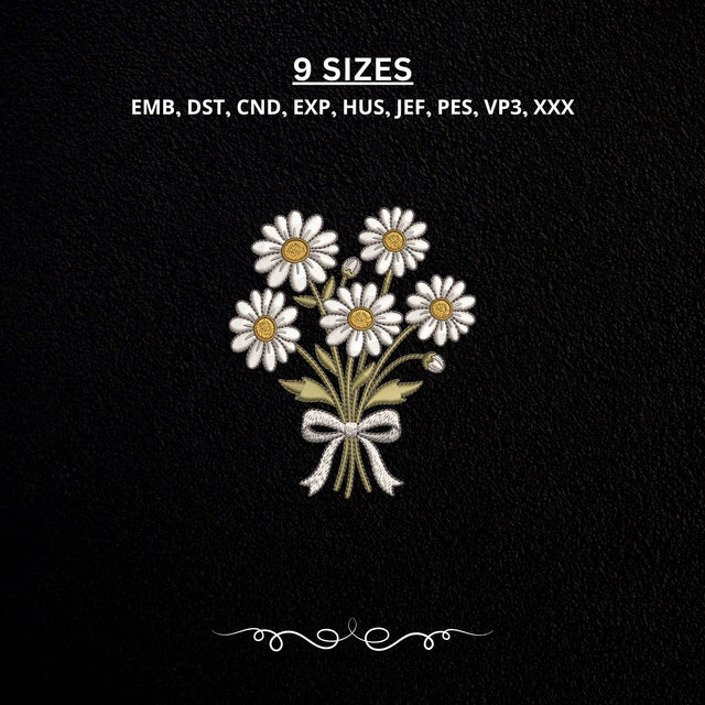 Daisy Flower Bouquet Machine Embroidery Design PES DST Stitch Pattern Files Embroidery/Applique DESIGNS PatternFeed8 