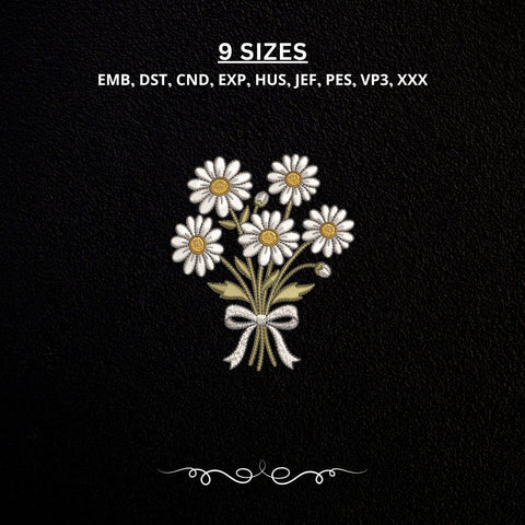 Daisy Flower Bouquet Machine Embroidery Design PES DST Stitch Pattern Files Embroidery/Applique DESIGNS PatternFeed8 
