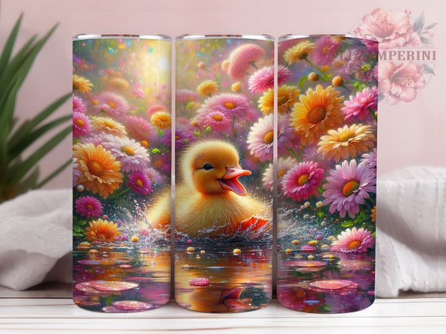 Daisy Flower Duckling Tumbler, Spring Floral Tumbler, Cute Duck Wrap, Daisy Flower Wrap, Adorable Duckling Wrap, Sublimation Design, Trendy Gift Idea Sublimation Li Zamperini 
